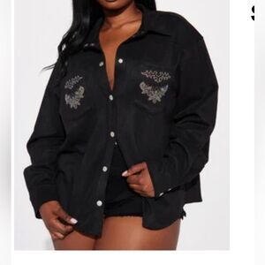 Fashion Nova Black Embroidered Jacket